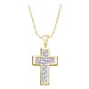 Image 1 : 1/4 CTW Princess Diamond Cross Religious Pendant 14kt Yellow Gold - REF-21K5R