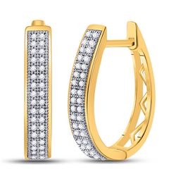 1/5 CTW Round Diamond Double Row Hoop Earrings 10kt Yellow Gold - REF-18F3M