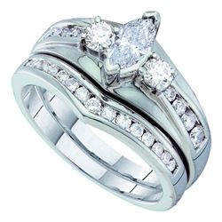 7/8 CTW Marquise Diamond Bridal Wedding Engagement Ring 14kt White Gold - REF-95W9F