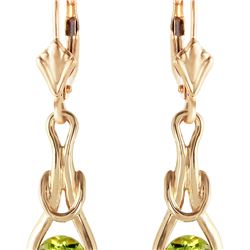 Genuine 1.30 ctw Peridot Earrings 14KT Yellow Gold - REF-49V3W