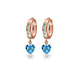 Genuine 4.1 ctw Blue Topaz Earrings 14KT Rose Gold - REF-52Y2F