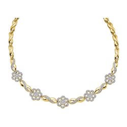 2 CTW Round Diamond Infinity Flower Cluster Necklace 14kt Yellow Gold - REF-311F9M