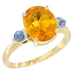 2.64 CTW Citrine & Blue Sapphire Ring 14K Yellow Gold - REF-32M3K