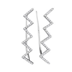 1/5 CTW Round Diamond Chevron Climber Earrings 10kt White Gold - REF-18F3M