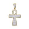 Image 1 : 3/4 CTW Mens Round Diamond Ankh Cross Religious Charm Pendant 10kt Yellow Gold - REF-41H9W