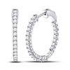 Image 1 : 1 & 1/2 CTW Round Diamond Single Row Hoop Earrings 10kt White Gold - REF-81X3T