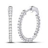 Image 1 : 1 & 1/2 CTW Round Diamond Single Row Hoop Earrings 10kt White Gold - REF-81X3T