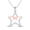 Image 1 : 1/6 CTW Round Diamond Star Pendant 10kt Two-tone Gold - REF-10N2Y