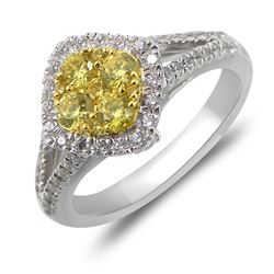 1.02 CTW Diamond & Yellow Diamond Ring 14K 2Tone Gold - REF-106M5F