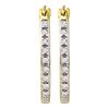 Image 1 : 1/8 CTW Round Diamond Slender Single Row Hoop Earrings 10kt Yellow Gold - REF-15Y5X