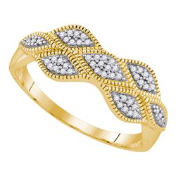 1/10 CTW Round Diamond Cluster Milgrain Ring 10kt Yellow Gold - REF-14F4M