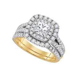 7/8 CTW Princess Diamond Solitaire Bridal Wedding Engagement Ring 14kt Yellow Gold - REF-383T9K