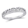 Image 1 : 1/12 CTW Round Diamond Floral Accent Stackable Ring 10kt White Gold - REF-11M9A