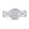 Image 2 : 1/4 CTW Round Diamond Rectangle Twist Cluster Ring 10kt White Gold - REF-20M3A