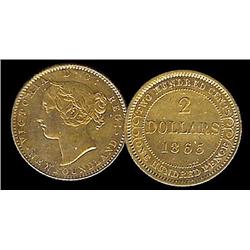 1865   Nfld $2 Gold   AU-50. 