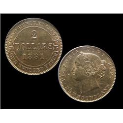 1881  $2  Nfld  Gold  PCGS AU58, well s