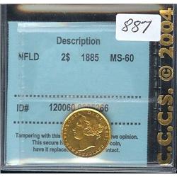 1885  $2  Nfld Gold  CCCS MS-60, fully 