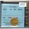 Image 1 : 1885  $2  Nfld Gold  CCCS MS-60, fully 