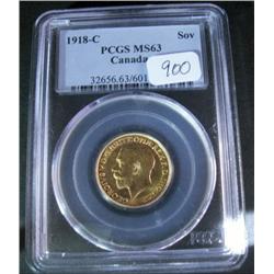 1918c  Sovereign  PCGS MS63, another ni