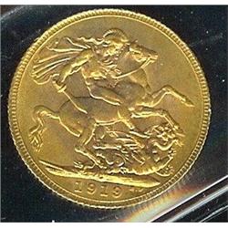 1919-C Sovereign  MS-62, brilliant an