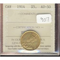 1914  $5  Gold  ICCS AU50  A nice probl
