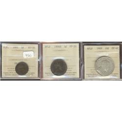 Lot of three ICCS graded coins from the