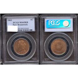 1861 1¢ NS PCGS MS65RB. 85% red lustre