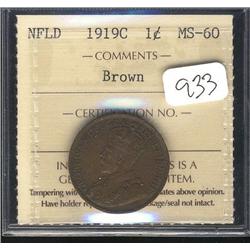 1919c  1 cent ICCS MS60  a nice chocola