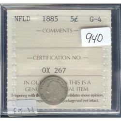 1885  5 cents ICCS G-4    Key date!