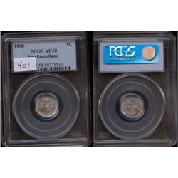 1888  5 cents  PCGS AU58PQ+.  Brilliant
