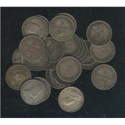 Lot of 34 NFLD 5 cents silver dated bet