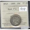 1899 Hook 9s 20 cents ICCS VF-20,  a