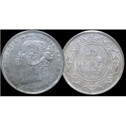 1873  50 cents  ICCS AU50  brilliant wi