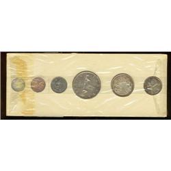Proof-like set, 1957, coins are toned. 