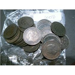 Lot of 52 Victorian large cents dated