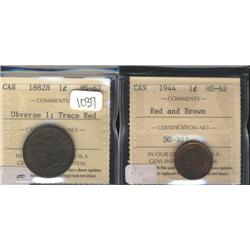 1882H Obv 1, 1944  both are Red/Brown a