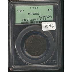 1887  PCGS MS62RB, 10% red lustre.