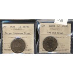 1900H ICCS MS63 red/brown, 1920 Large I
