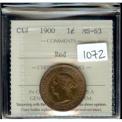 1900  ICCS MS63 Red,  70% red lustre.  
