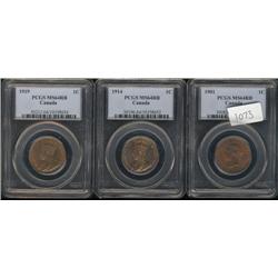 1901, 1914, 1919  all three pieces are 