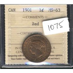 1901  ICCS MS63 red, 70% red lustre. An