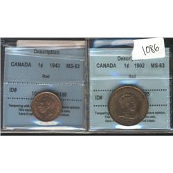 1902, 1943 both coins are CCCS graded M
