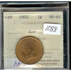 1902  ICCS MS-64 Red, 85% red lustre, a