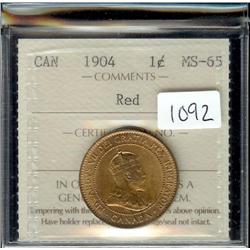 1904  ICCS MS65 Red,  90% red lustre.  