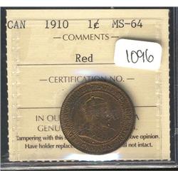 1910  ICCS MS64 Red  70% red lustre