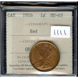 1916  ICCS MS65 Red,  80% red lustre.  