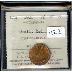 1920 small cent  ICCS MS65 Red,  95% re