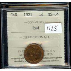 1921  ICCS MS64 Red,  75% wine red lust
