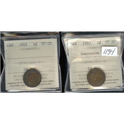 1923, 1925 both coins are ICCS graded V