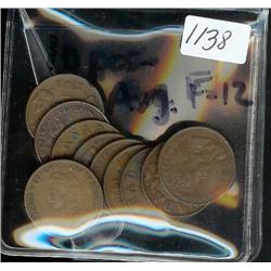 1923,  lot of 10 pieces.  Grades vary f